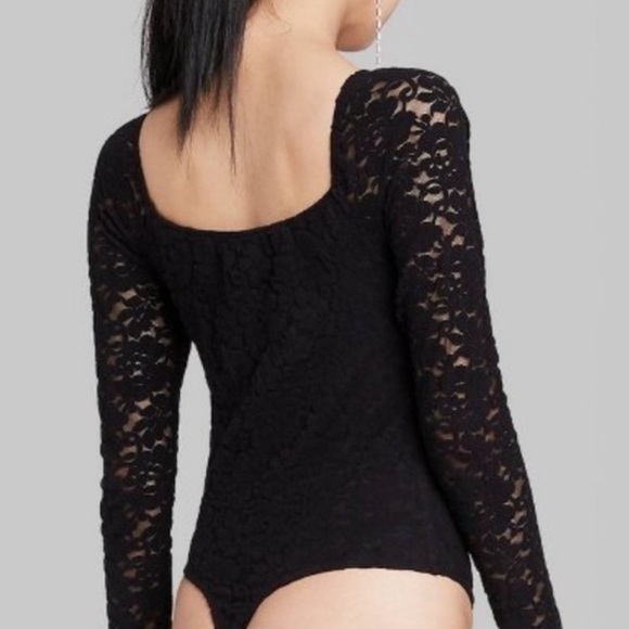 Wild Fable Long-Sleeved Black Lace Bodysuit - Picture 4 of 11